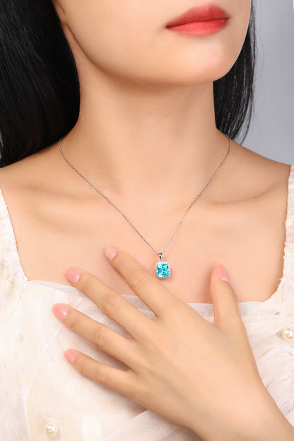 Pirmiana 5.25ct Lab Grown Paraiba Sapphire Pendant Necklace S925 Silver Lab Gemstone Jewelry Women