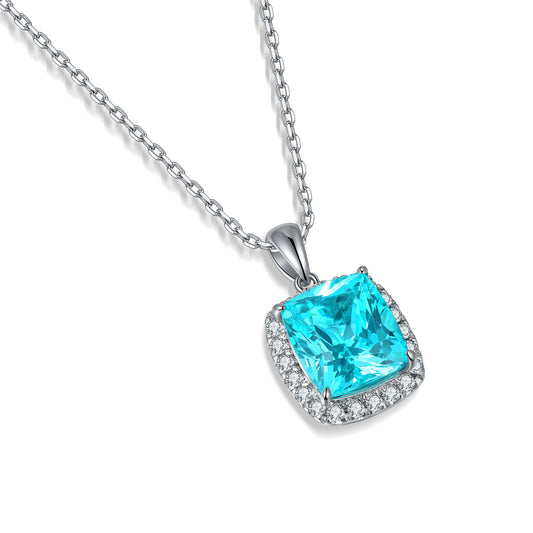 Pirmiana 5.25ct Lab Grown Paraiba Sapphire Pendant Necklace S925 Silver Lab Gemstone Jewelry Women