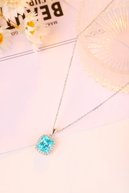Pirmiana 5.25ct Lab Grown Paraiba Sapphire Pendant Necklace S925 Silver Lab Gemstone Jewelry Women