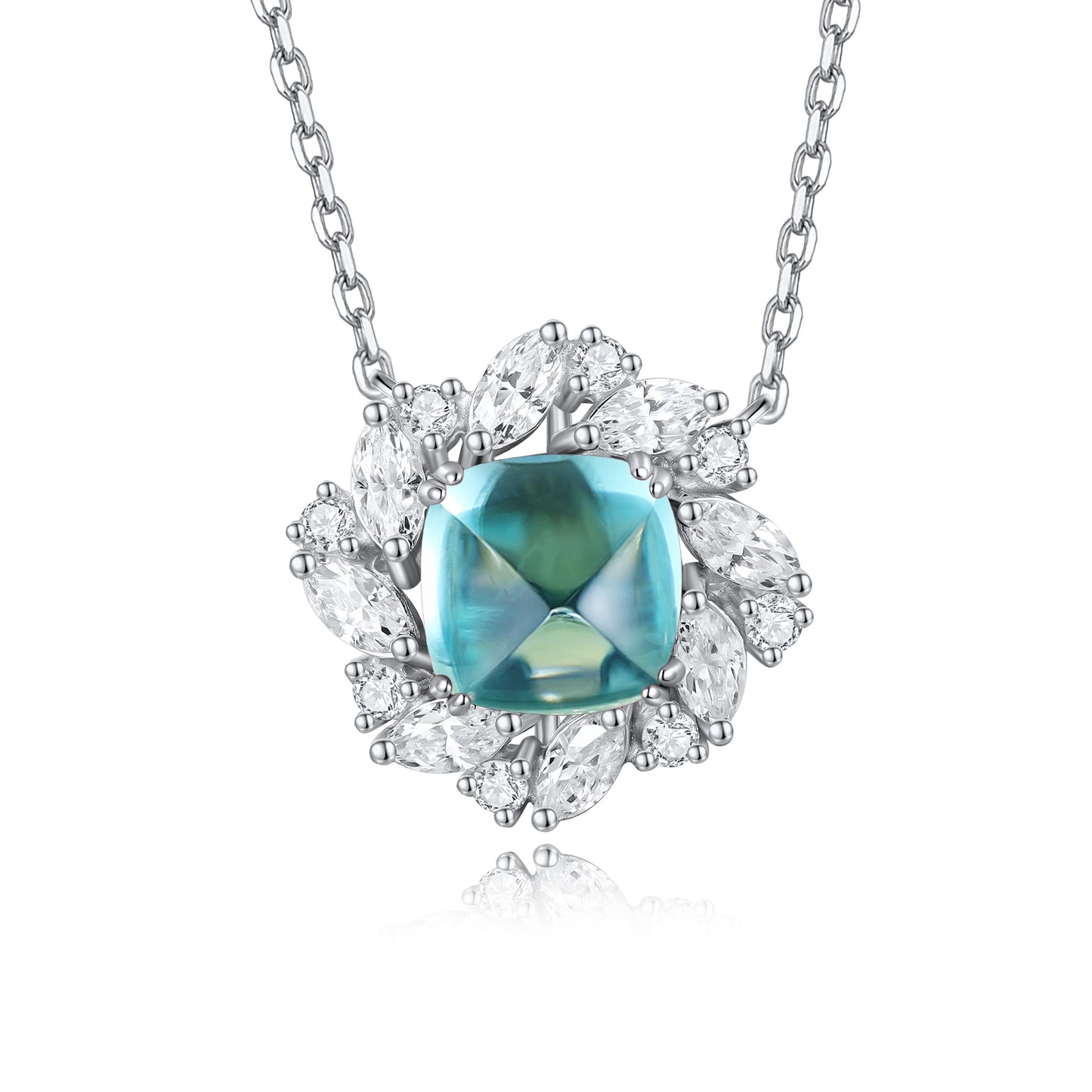 Pirmiana 2.44ct Lab Grown Paraiba Sapphire Pendant Necklace S925 Silver Lab Gemstone Jewelry Women