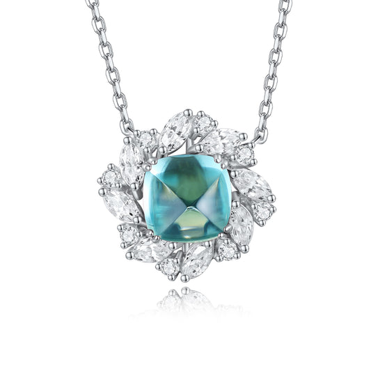 Pirmiana 2.44ct Lab Grown Paraiba Sapphire Pendant Necklace S925 Silver Lab Gemstone Jewelry Women