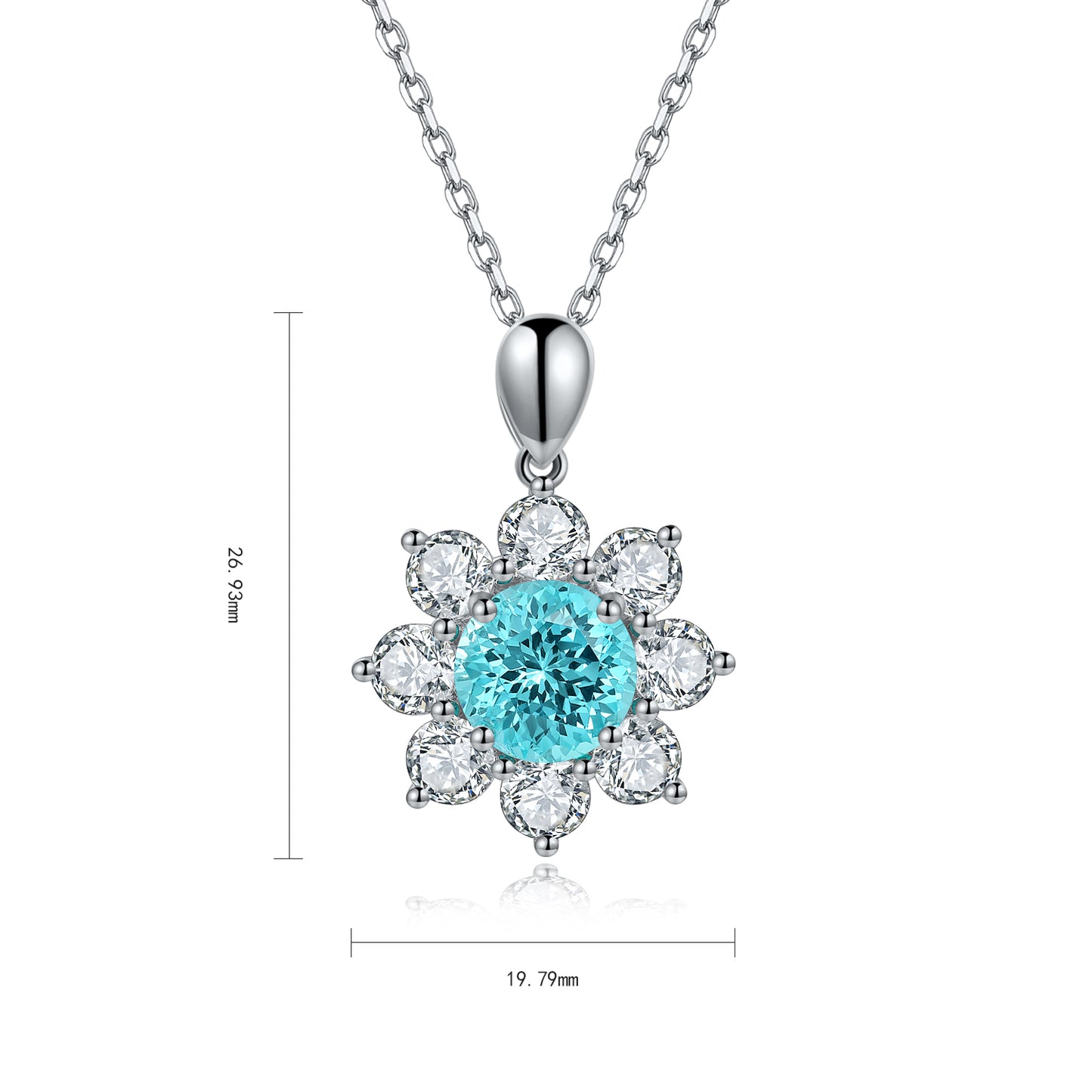 Pirmiana 4.52ct Lab Grown Paraiba Sapphire Pendant Necklace S925 Silver Lab Gemstone Jewelry Women