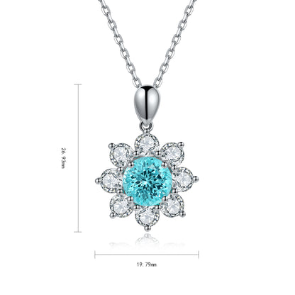 Pirmiana 4.52ct Lab Grown Paraiba Sapphire Pendant Necklace S925 Silver Lab Gemstone Jewelry Women
