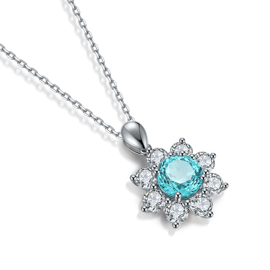 Pirmiana 4.52ct Lab Grown Paraiba Sapphire Pendant Necklace S925 Silver Lab Gemstone Jewelry Women