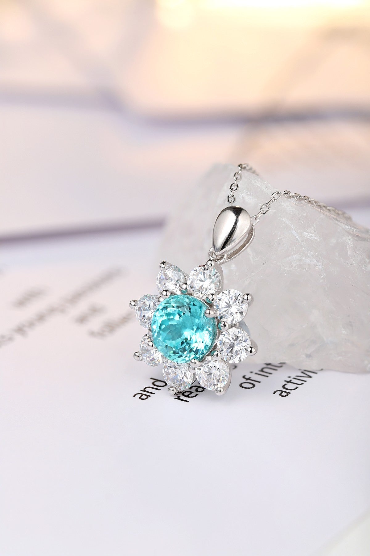 Pirmiana 4.52ct Lab Grown Paraiba Sapphire Pendant Necklace S925 Silver Lab Gemstone Jewelry Women