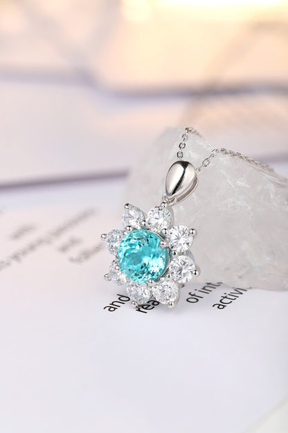 Pirmiana 4.52ct Lab Grown Paraiba Sapphire Pendant Necklace S925 Silver Lab Gemstone Jewelry Women
