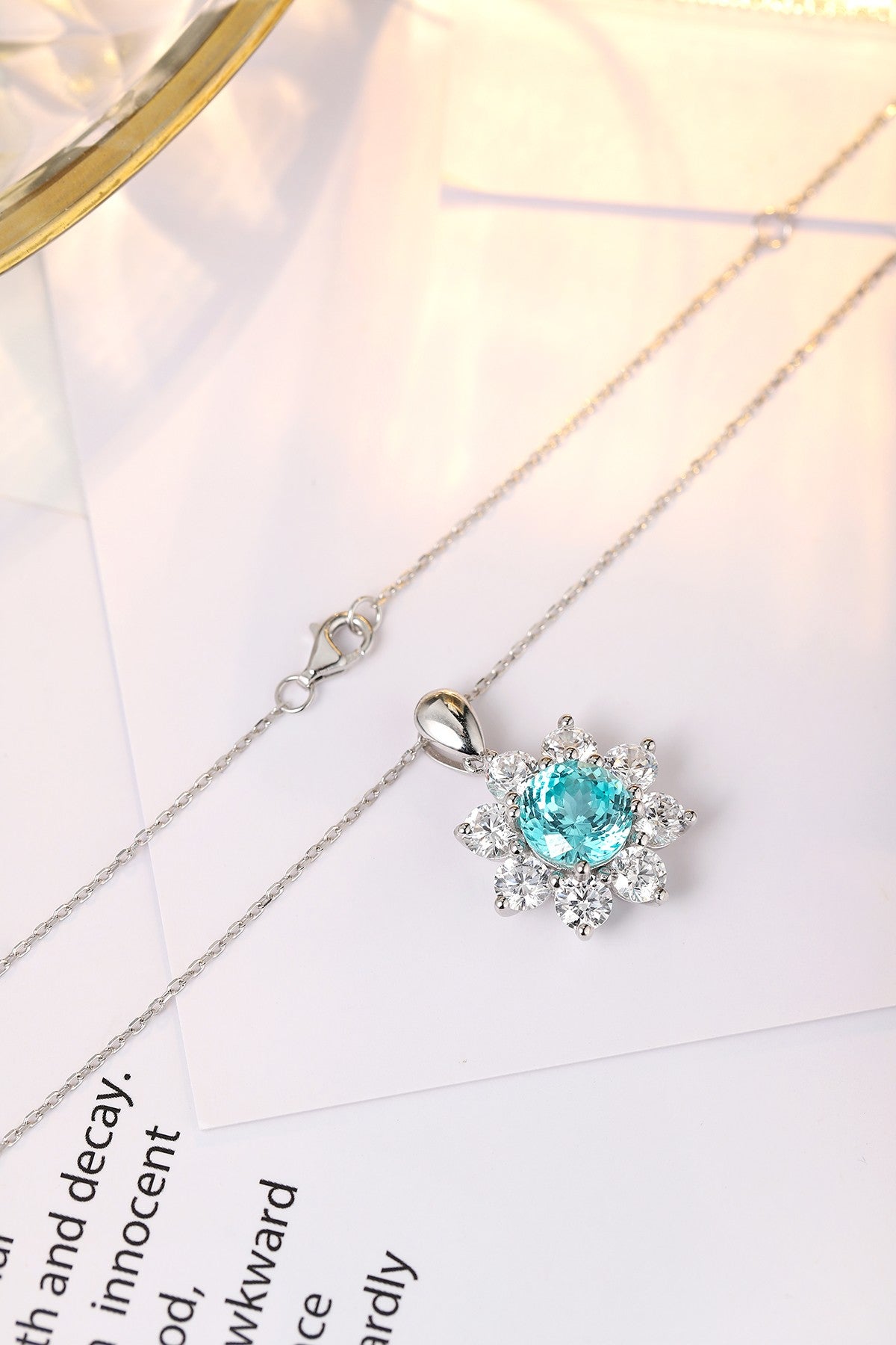 Pirmiana 4.52ct Lab Grown Paraiba Sapphire Pendant Necklace S925 Silver Lab Gemstone Jewelry Women