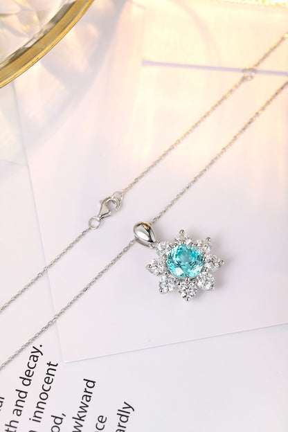 Pirmiana 4.52ct Lab Grown Paraiba Sapphire Pendant Necklace S925 Silver Lab Gemstone Jewelry Women