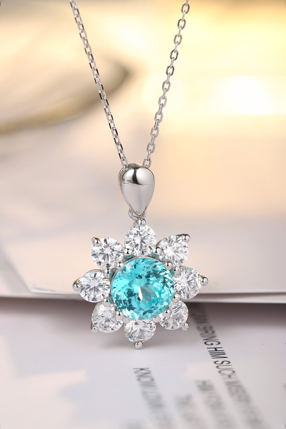 Pirmiana 4.52ct Lab Grown Paraiba Sapphire Pendant Necklace S925 Silver Lab Gemstone Jewelry Women
