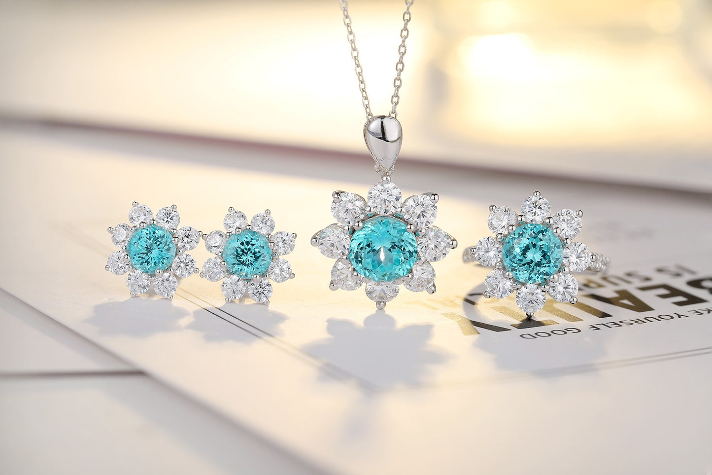 Pirmiana 4.52ct Lab Grown Paraiba Sapphire Pendant Necklace S925 Silver Lab Gemstone Jewelry Women