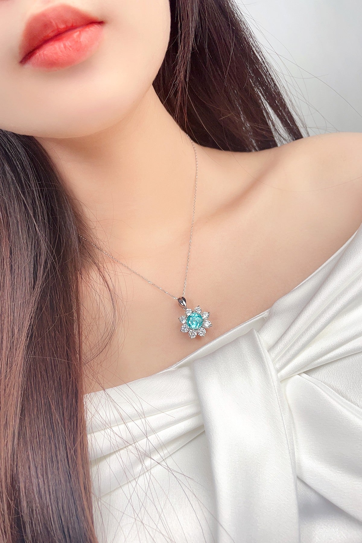 Pirmiana 4.52ct Lab Grown Paraiba Sapphire Pendant Necklace S925 Silver Lab Gemstone Jewelry Women