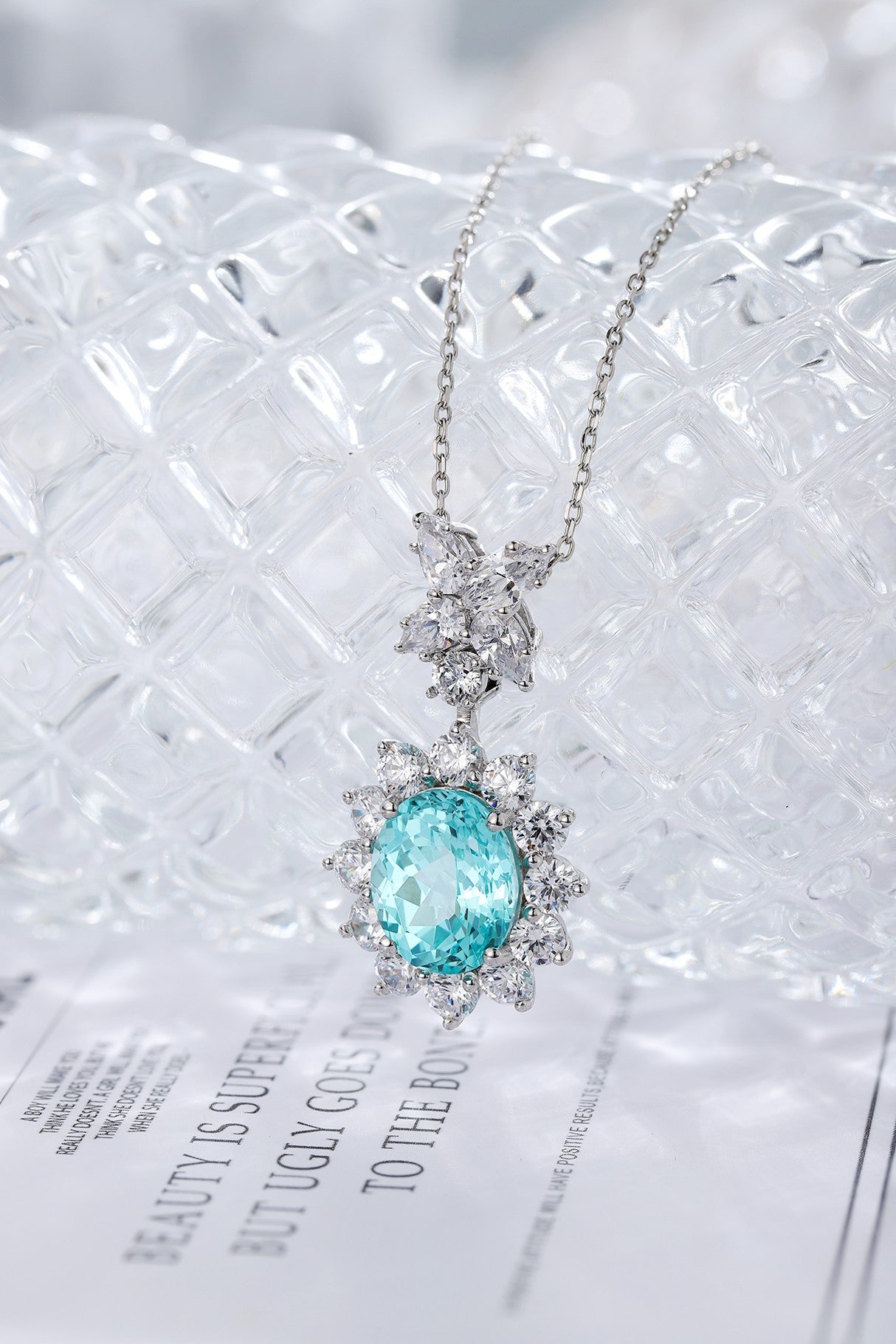 Pirmiana 6.35ct Lab Grown Paraiba Sapphire Pendant Necklace S925 Silver Lab Gemstone Jewelry Women