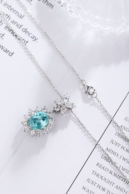 Pirmiana 6.35ct Lab Grown Paraiba Sapphire Pendant Necklace S925 Silver Lab Gemstone Jewelry Women