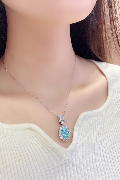 Pirmiana 6.35ct Lab Grown Paraiba Sapphire Pendant Necklace S925 Silver Lab Gemstone Jewelry Women