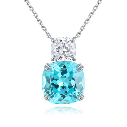 Pirmiana 13.01ct Lab Grown Paraiba Sapphire Pendant Necklace S925 Silver Lab Gemstone Jewelry Women