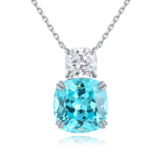 Pirmiana 13.01ct Lab Grown Paraiba Sapphire Pendant Necklace S925 Silver Lab Gemstone Jewelry Women