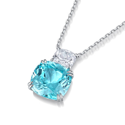 Pirmiana 13.01ct Lab Grown Paraiba Sapphire Pendant Necklace S925 Silver Lab Gemstone Jewelry Women