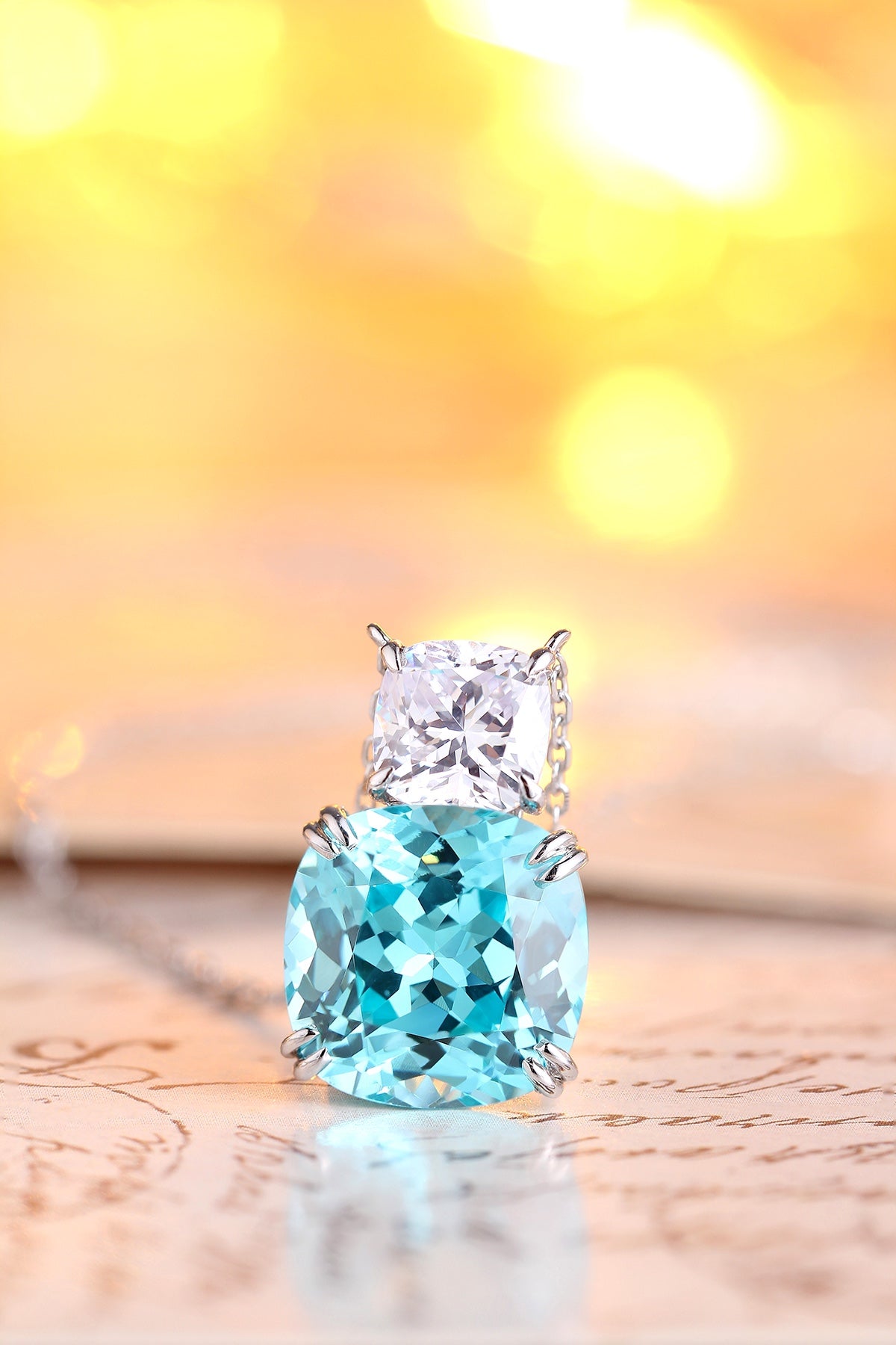 Pirmiana 13.01ct Lab Grown Paraiba Sapphire Pendant Necklace S925 Silver Lab Gemstone Jewelry Women