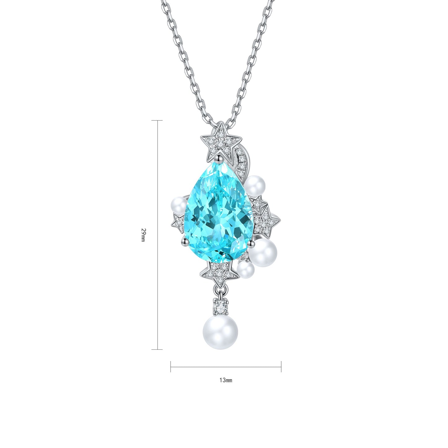 Pirmiana 5.03ct Lab Grown Paraiba Sapphire Pendant Necklace S925 Silver Lab Gemstone Jewelry Women