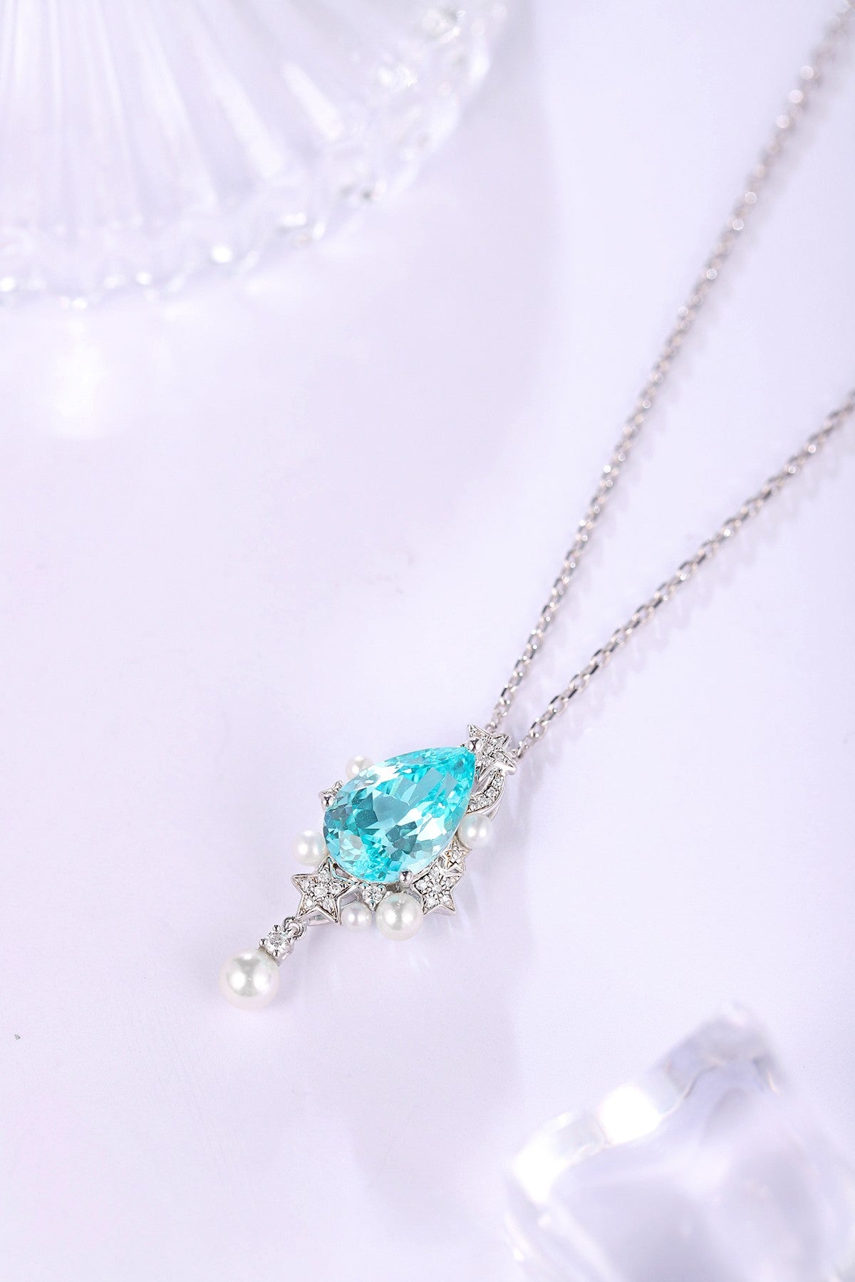 Pirmiana 5.03ct Lab Grown Paraiba Sapphire Pendant Necklace S925 Silver Lab Gemstone Jewelry Women