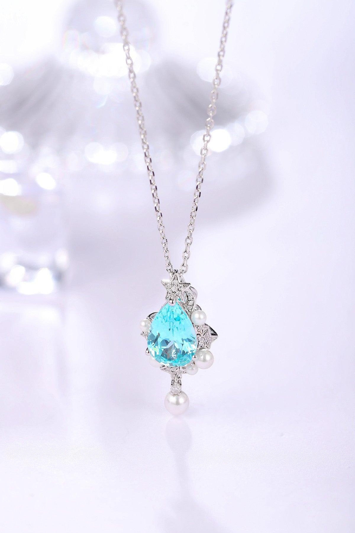 Pirmiana 5.03ct Lab Grown Paraiba Sapphire Pendant Necklace S925 Silver Lab Gemstone Jewelry Women