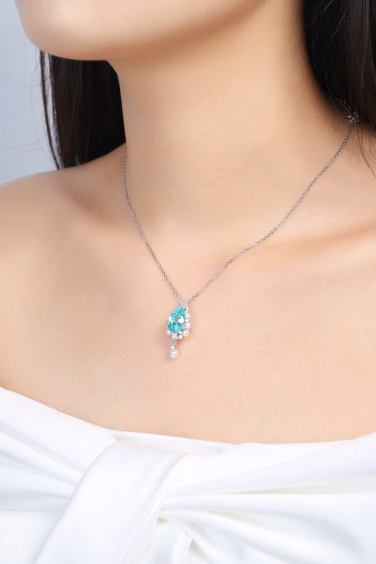 Pirmiana 5.03ct Lab Grown Paraiba Sapphire Pendant Necklace S925 Silver Lab Gemstone Jewelry Women