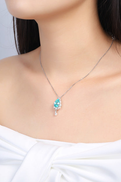 Pirmiana 5.03ct Lab Grown Paraiba Sapphire Pendant Necklace S925 Silver Lab Gemstone Jewelry Women