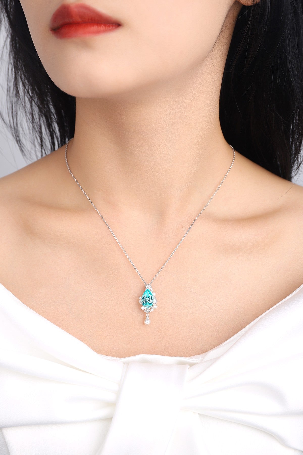 Pirmiana 5.03ct Lab Grown Paraiba Sapphire Pendant Necklace S925 Silver Lab Gemstone Jewelry Women