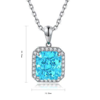 Pirmiana 6.93ct Lab Grown Paraiba Sapphire Pendant Necklace S925 Silver Lab Gemstone Jewelry Women