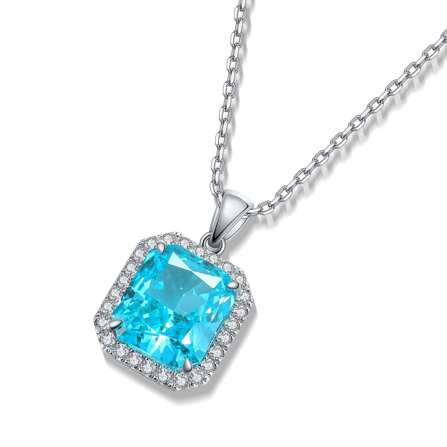 Pirmiana 6.93ct Lab Grown Paraiba Sapphire Pendant Necklace S925 Silver Lab Gemstone Jewelry Women
