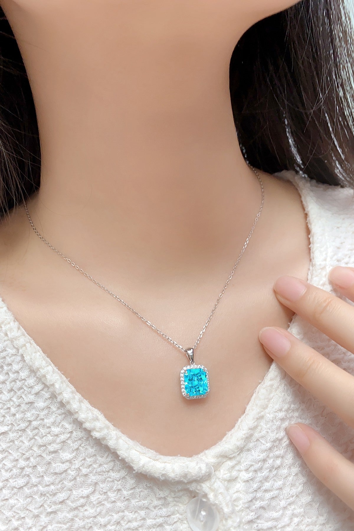 Pirmiana 6.93ct Lab Grown Paraiba Sapphire Pendant Necklace S925 Silver Lab Gemstone Jewelry Women