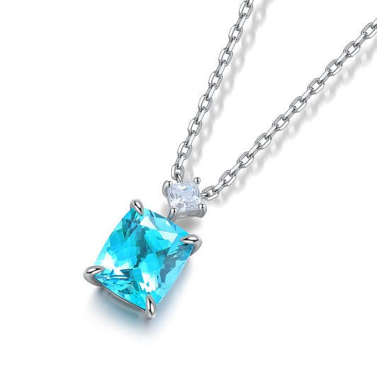 Pirmiana 6.74ct Lab Grown Paraiba Sapphire Pendant Necklace S925 Silver Lab Gemstone Jewelry Women
