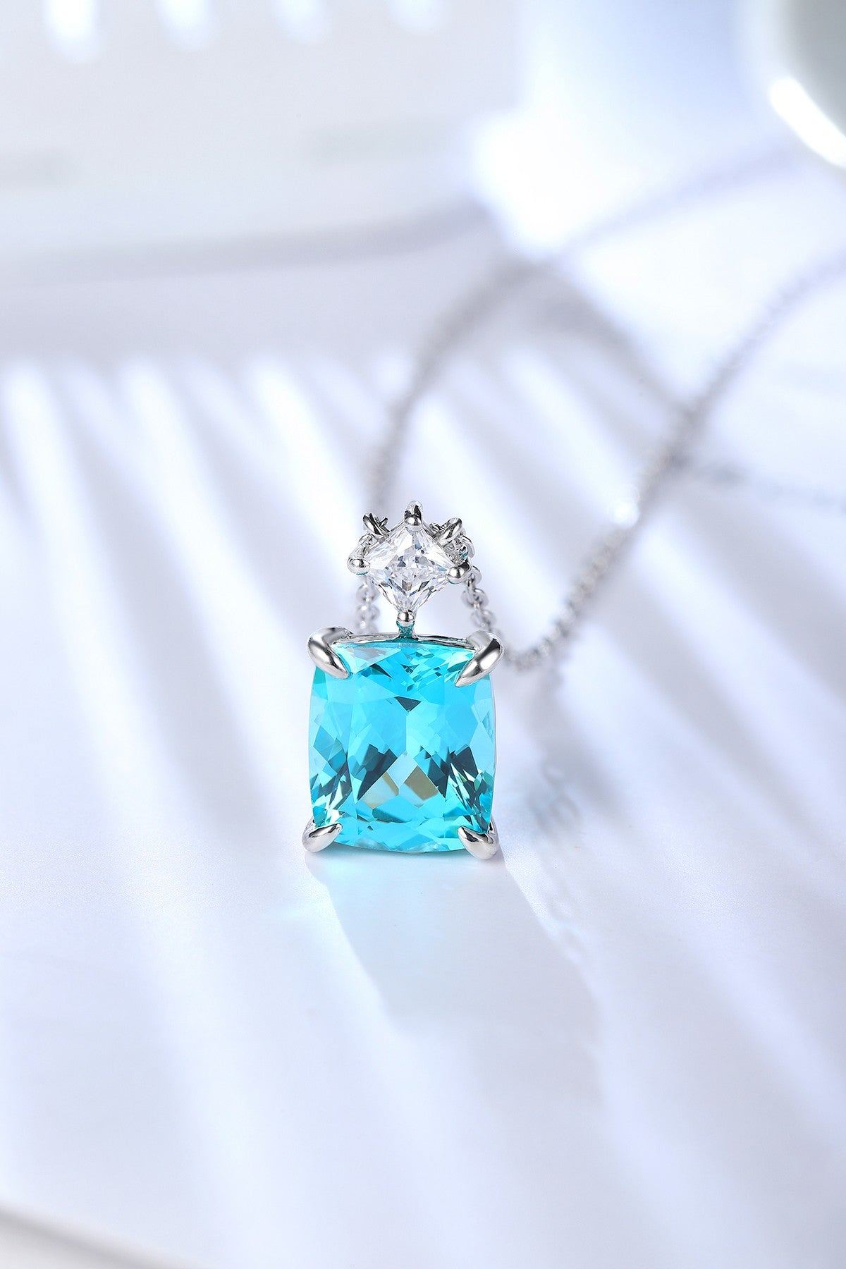 Pirmiana 6.74ct Lab Grown Paraiba Sapphire Pendant Necklace S925 Silver Lab Gemstone Jewelry Women