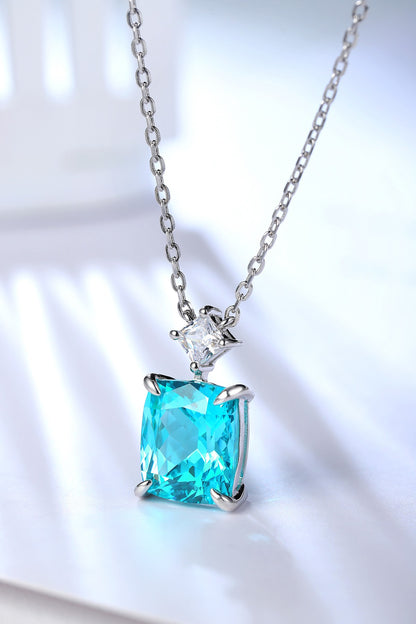 Pirmiana 6.74ct Lab Grown Paraiba Sapphire Pendant Necklace S925 Silver Lab Gemstone Jewelry Women
