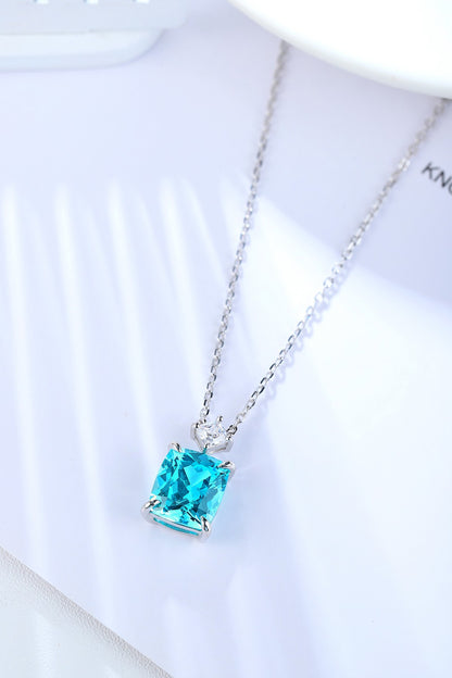 Pirmiana 6.74ct Lab Grown Paraiba Sapphire Pendant Necklace S925 Silver Lab Gemstone Jewelry Women