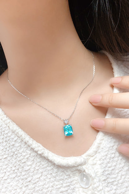 Pirmiana 6.74ct Lab Grown Paraiba Sapphire Pendant Necklace S925 Silver Lab Gemstone Jewelry Women