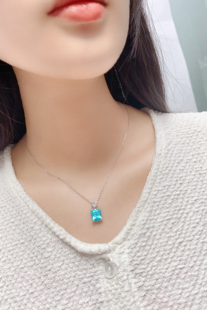 Pirmiana 6.74ct Lab Grown Paraiba Sapphire Pendant Necklace S925 Silver Lab Gemstone Jewelry Women