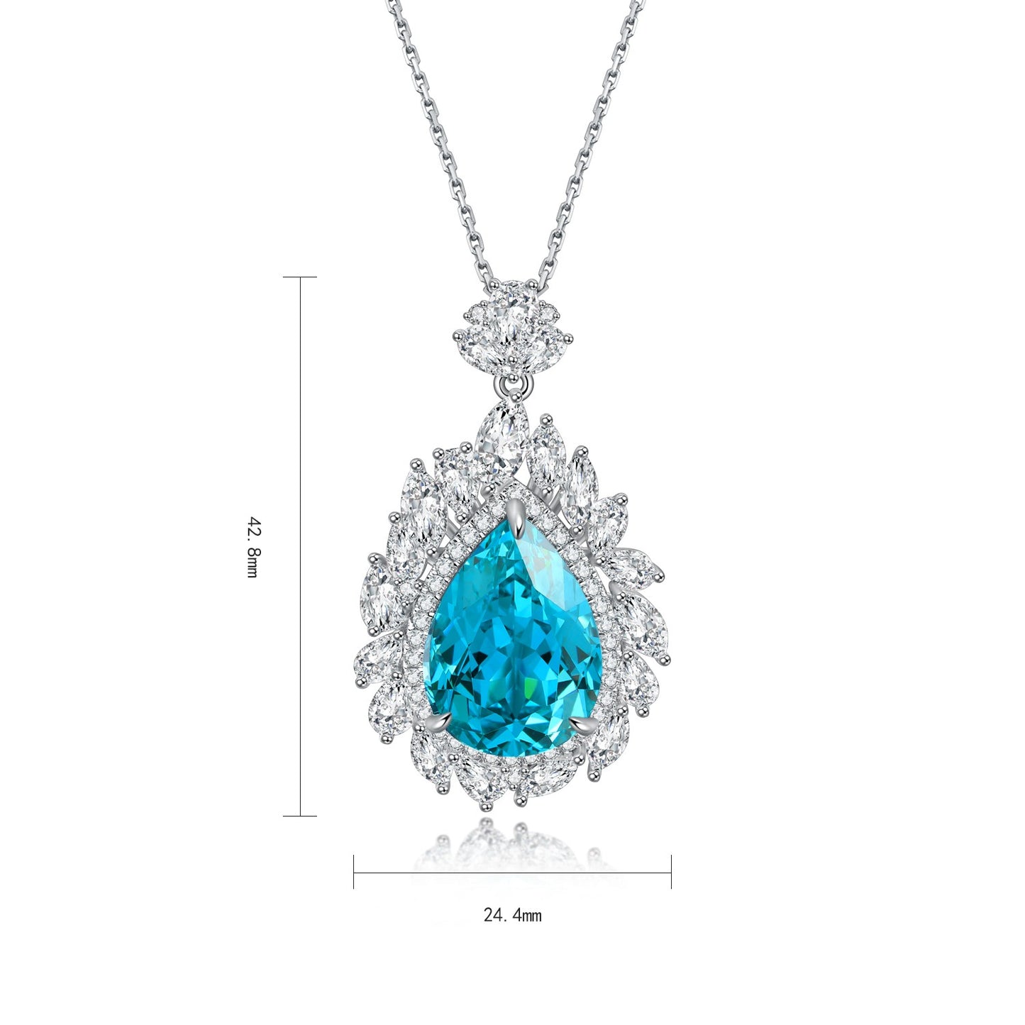 Pirmiana 25.315ct Lab Grown Paraiba Sapphire Pendant Necklace S925 Silver Lab Gemstone Jewelry Women