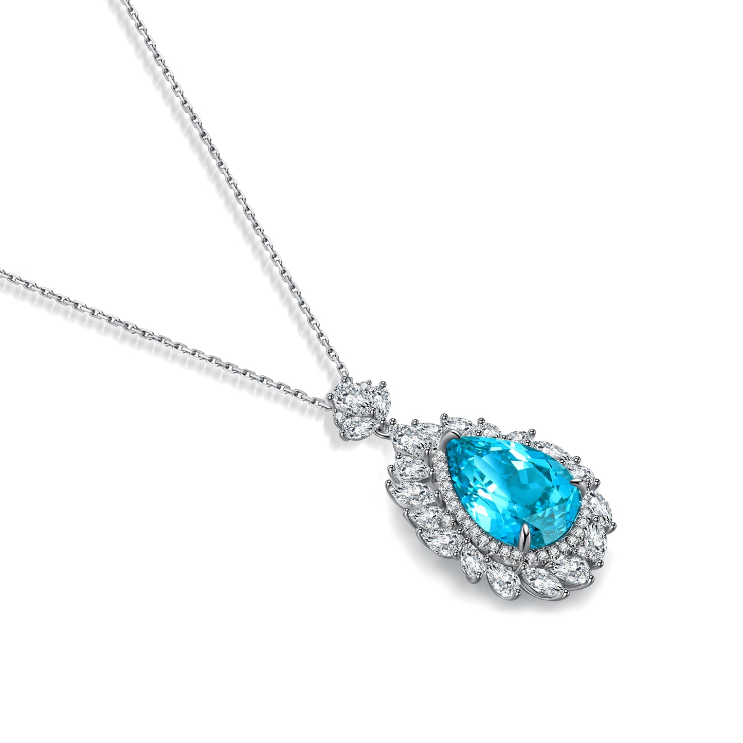 Pirmiana 25.315ct Lab Grown Paraiba Sapphire Pendant Necklace S925 Silver Lab Gemstone Jewelry Women