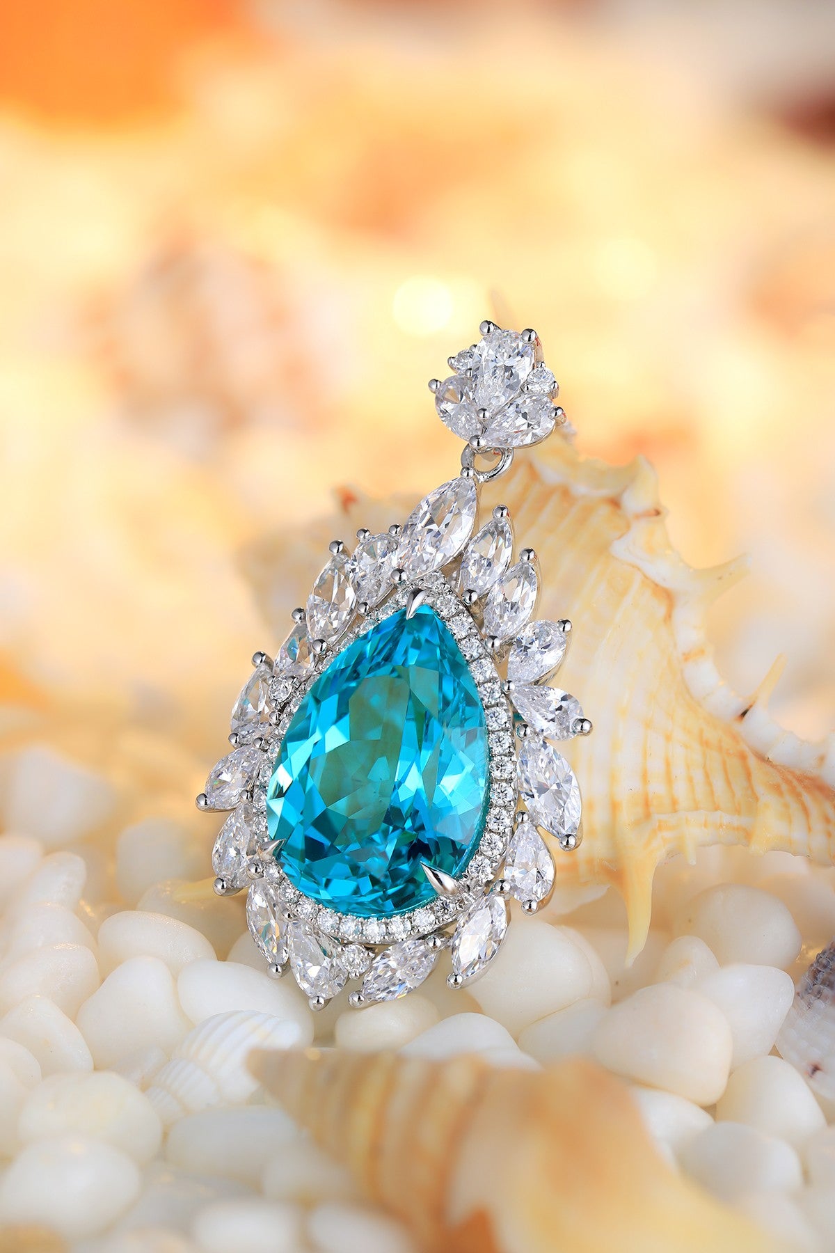 Pirmiana 25.315ct Lab Grown Paraiba Sapphire Pendant Necklace S925 Silver Lab Gemstone Jewelry Women