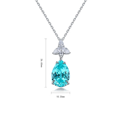 Pirmiana 9.528ct Lab Grown Paraiba Sapphire Pendant Necklace S925 Silver Lab Gemstone Jewelry Women