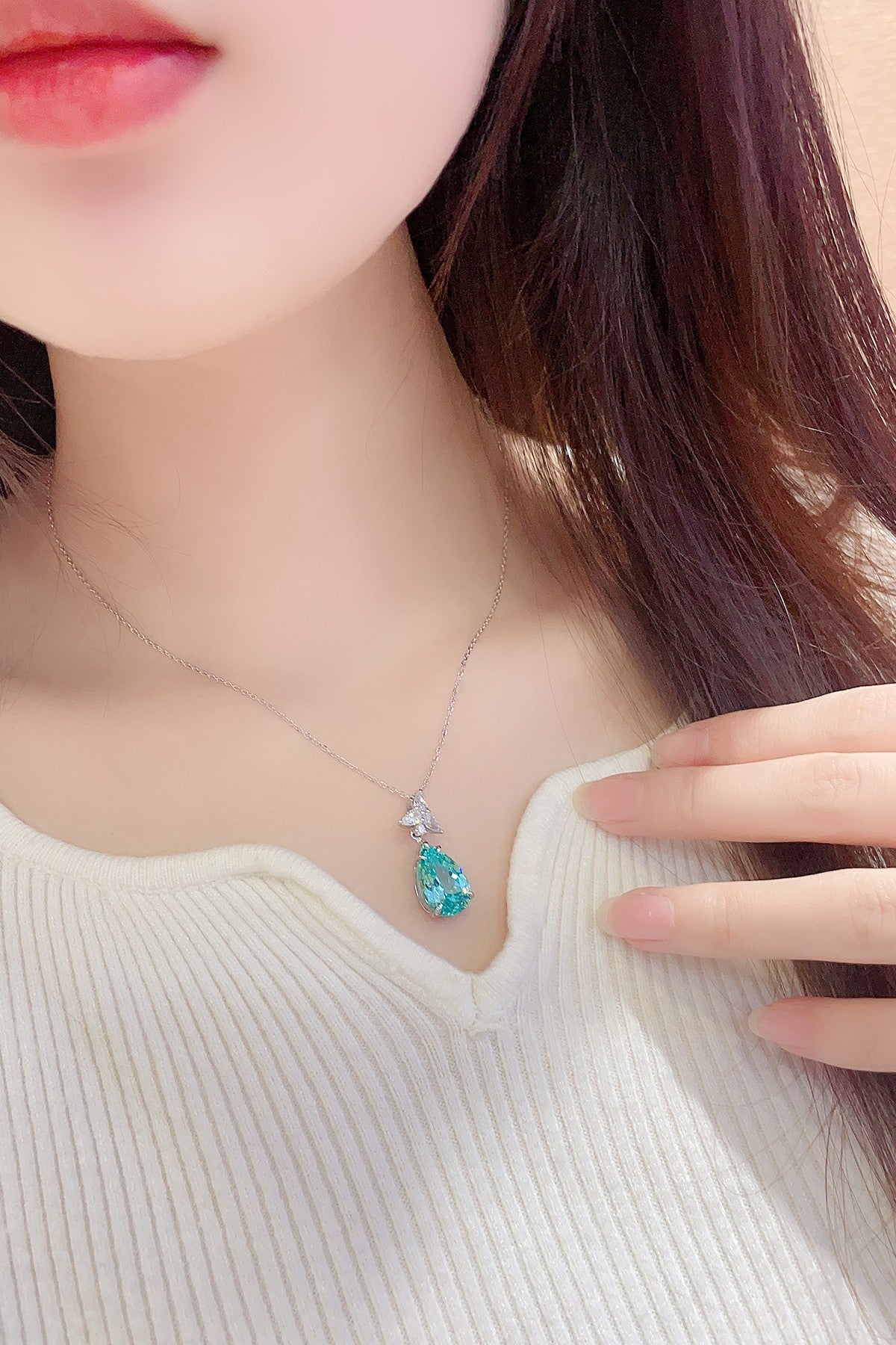 Pirmiana 9.528ct Lab Grown Paraiba Sapphire Pendant Necklace S925 Silver Lab Gemstone Jewelry Women
