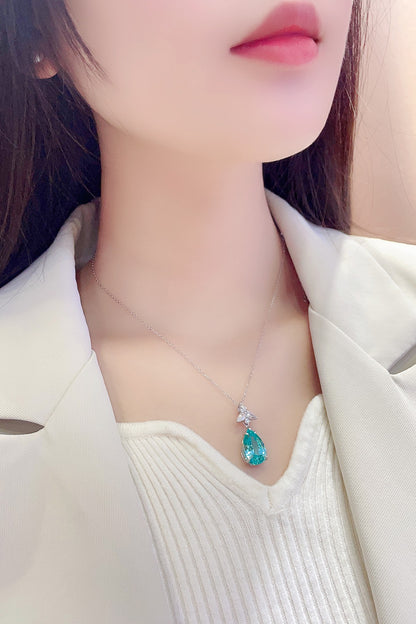 Pirmiana 9.528ct Lab Grown Paraiba Sapphire Pendant Necklace S925 Silver Lab Gemstone Jewelry Women