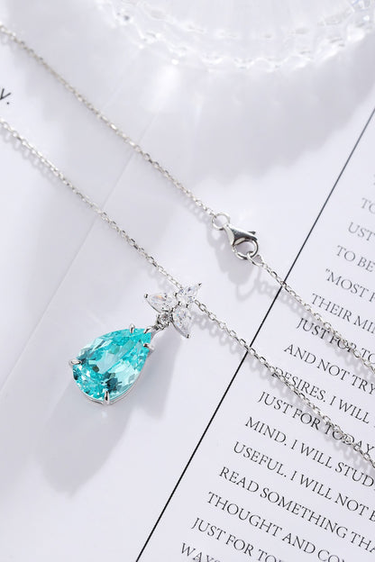 Pirmiana 9.528ct Lab Grown Paraiba Sapphire Pendant Necklace S925 Silver Lab Gemstone Jewelry Women