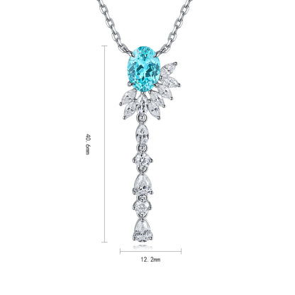 Pirmiana 2.666ct Lab Grown Paraiba Sapphire Pendant Necklace S925 Silver Lab Gemstone Jewelry Women