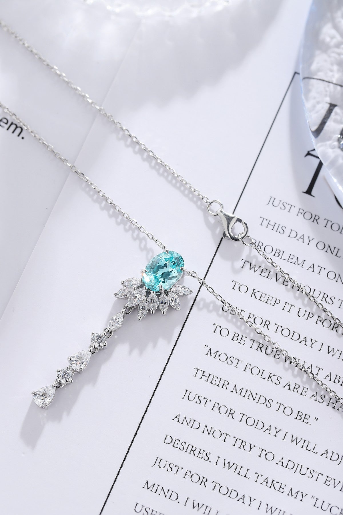 Pirmiana 2.666ct Lab Grown Paraiba Sapphire Pendant Necklace S925 Silver Lab Gemstone Jewelry Women