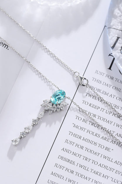 Pirmiana 2.666ct Lab Grown Paraiba Sapphire Pendant Necklace S925 Silver Lab Gemstone Jewelry Women
