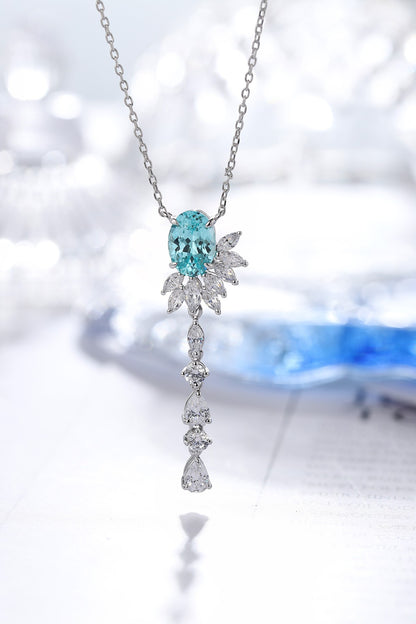 Pirmiana 2.666ct Lab Grown Paraiba Sapphire Pendant Necklace S925 Silver Lab Gemstone Jewelry Women
