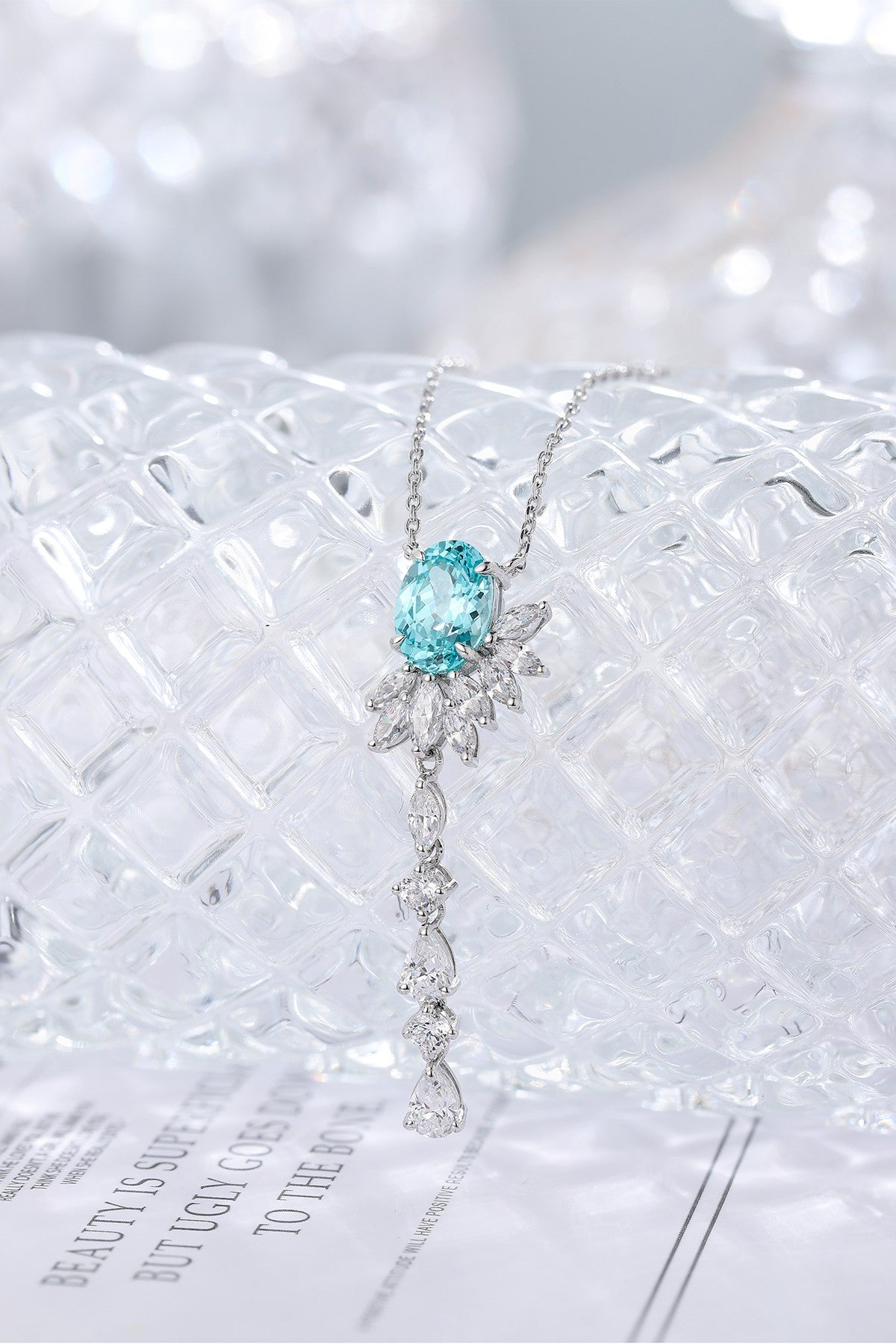 Pirmiana 2.666ct Lab Grown Paraiba Sapphire Pendant Necklace S925 Silver Lab Gemstone Jewelry Women