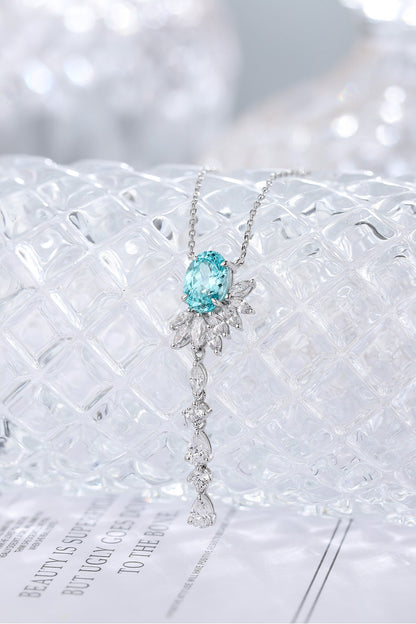 Pirmiana 2.666ct Lab Grown Paraiba Sapphire Pendant Necklace S925 Silver Lab Gemstone Jewelry Women